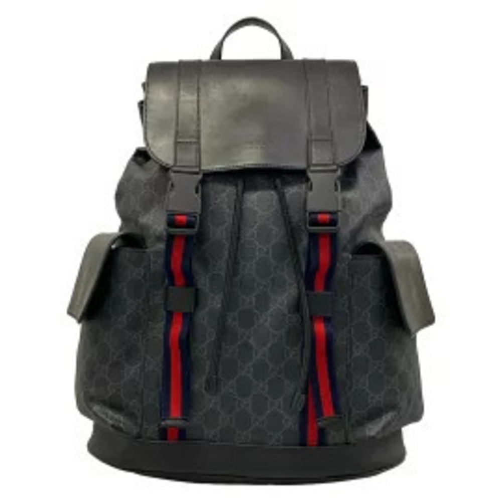 Gucci Soft GG Supreme Canvas Backpack Rucksack Dark Black Gray